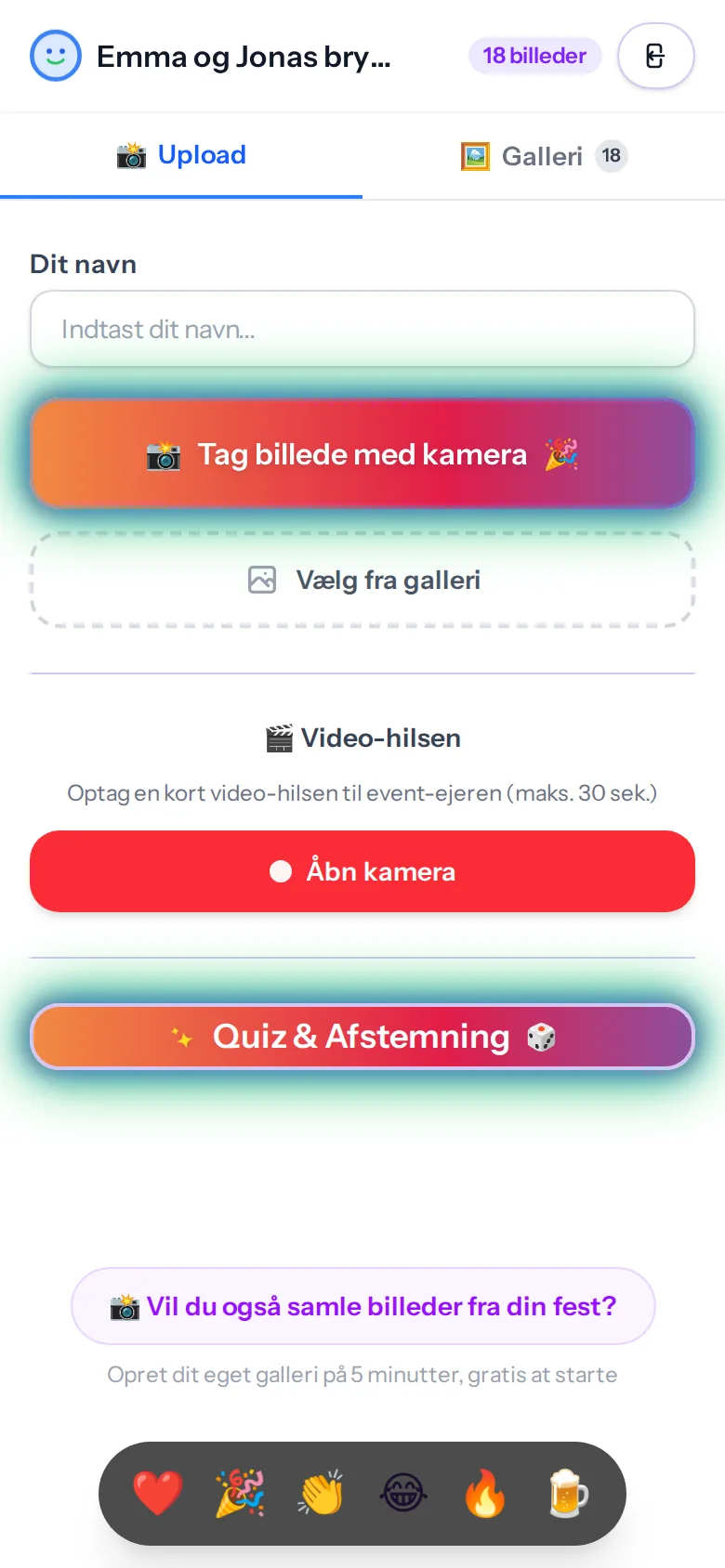 Gæst uploader billeder fra sin telefon